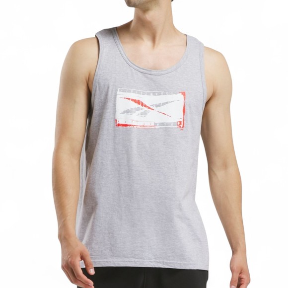 Reebok Men's Logo Graphic Print Tank Top Cotton Sleeveless Gray Heather Small - Picture 1 of 5